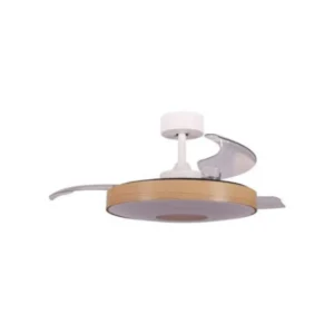 Ventilador de techo FM VR-1400 con aspas retráctiles acabado madera 107 cm con luz LED y motor DC silencioso
