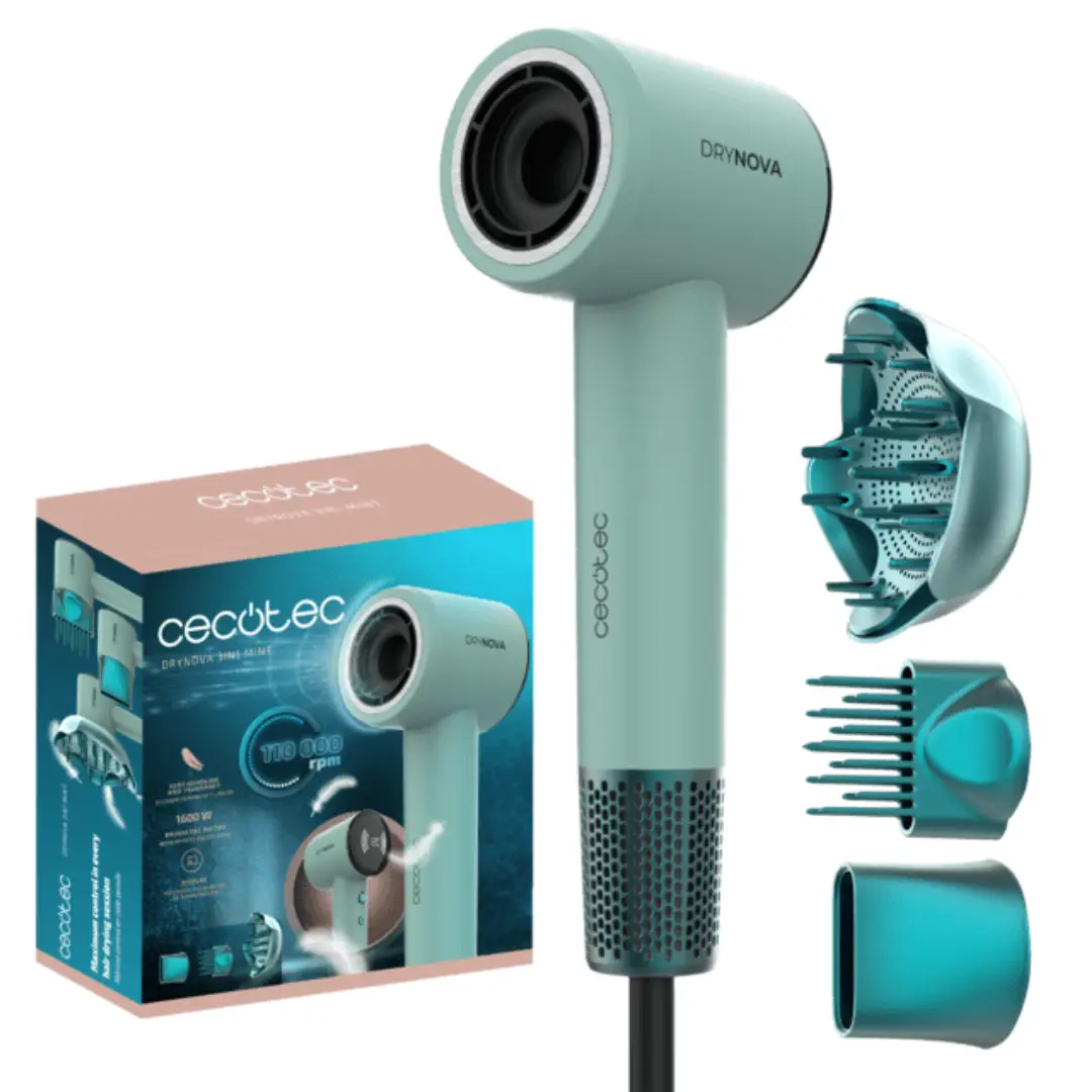 Secador de pelo Cecotec brushless 1600W motor de alta velocidad 110.000 RPM con accesorios incluidos