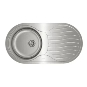 Fregadero Teka DR 80 en acero inoxidable con cubeta de 36 cm y escurridor reversible vista superior de encastre