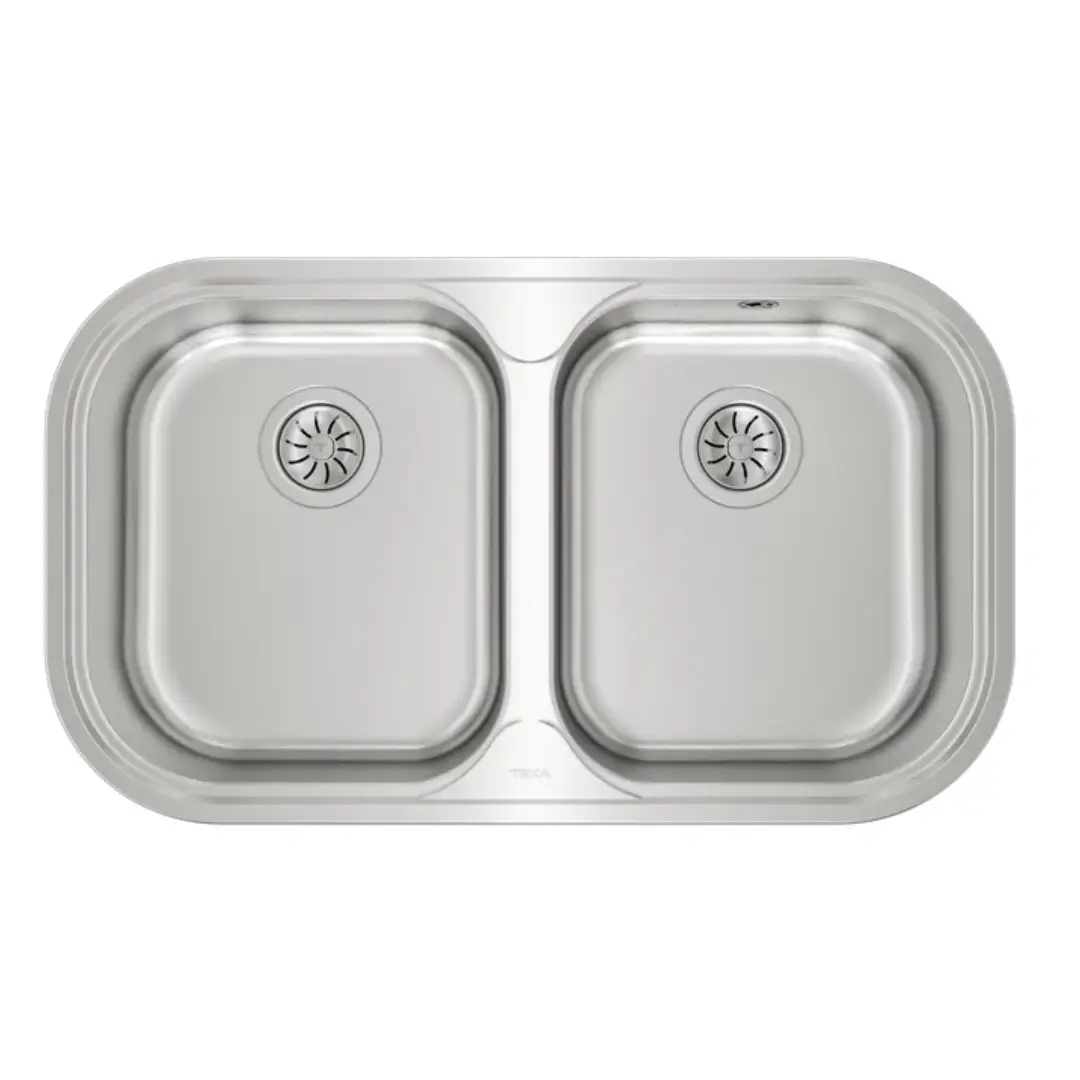 Fregadero Teka Stylo de dos cubetas en acero inoxidable instalación encastre vista superior para cocina