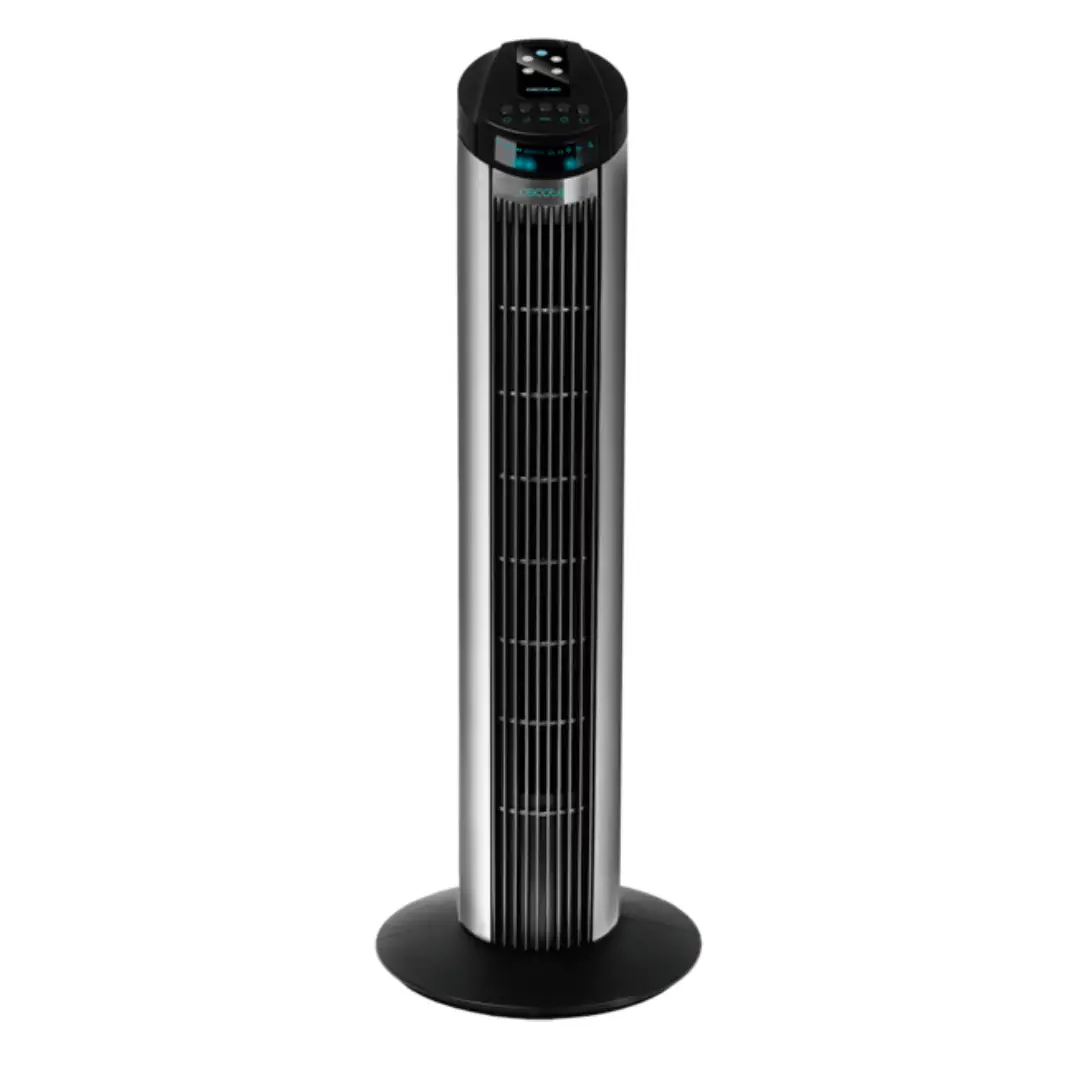 Ventilador de torre Cecotec EnergySilence 890 Skyline negro de 76 cm de altura, 50W de potencia y bajo consumo, vista frontal principal.