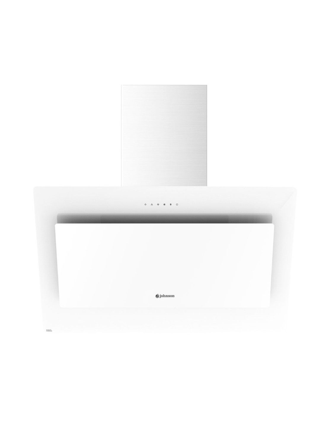 Campana extractora Johnson KON-908B en cristal blanco de 90 cm vista frontal diseño vertical moderno