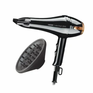 Secador de pelo HAEGER HD-200.015A Turbo Dryer de 2000W con difusor y boquilla concentradora vista frontal