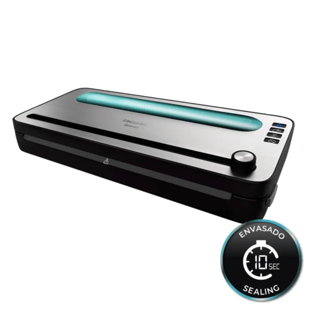 Envasadora al vacío Cecotec SealVac 120 ST de 120W con barra de sellado de 31 cm, diseño compacto y potente, vista frontal principal.