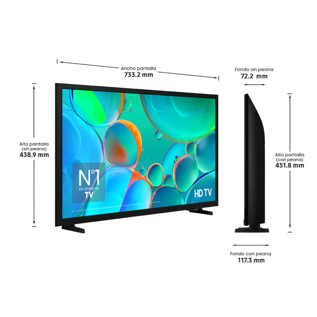 Medidas del televisor Samsung TU-32H5005FKXXC de 32 pulgadas para instalación
