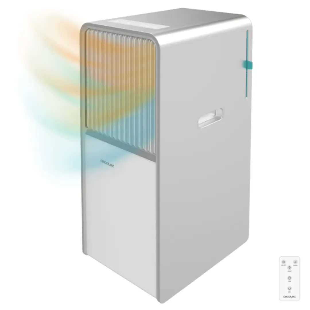 Aire acondicionado portátil Cecotec Force Clima 12650 de 3000 frigorías con función frío y calor (A/A), diseño potente y compacto, vista frontal principal.