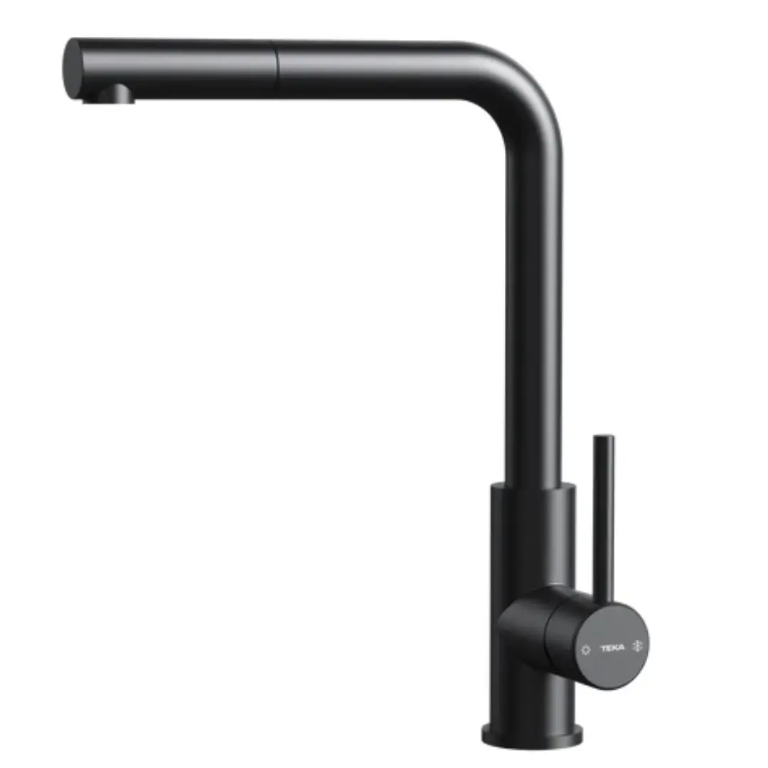Grifo de cocina Teka UNI-9331 en acabado negro con caño alto extraíble y diseño monomando vista frontal