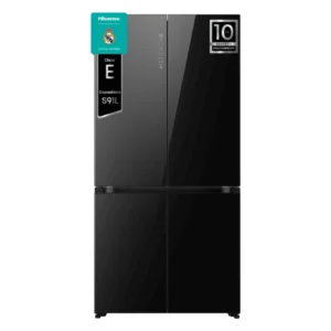 Frigorífico americano Hisense RQ-768N4GBE de 4 puertas en cristal negro vista frontal