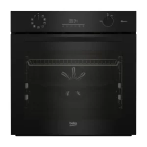 Horno Beko BCBIM-17300KSBMPBC en color negro de 72 litros con función pirólisis y eficiencia A+ vista frontal empotrable