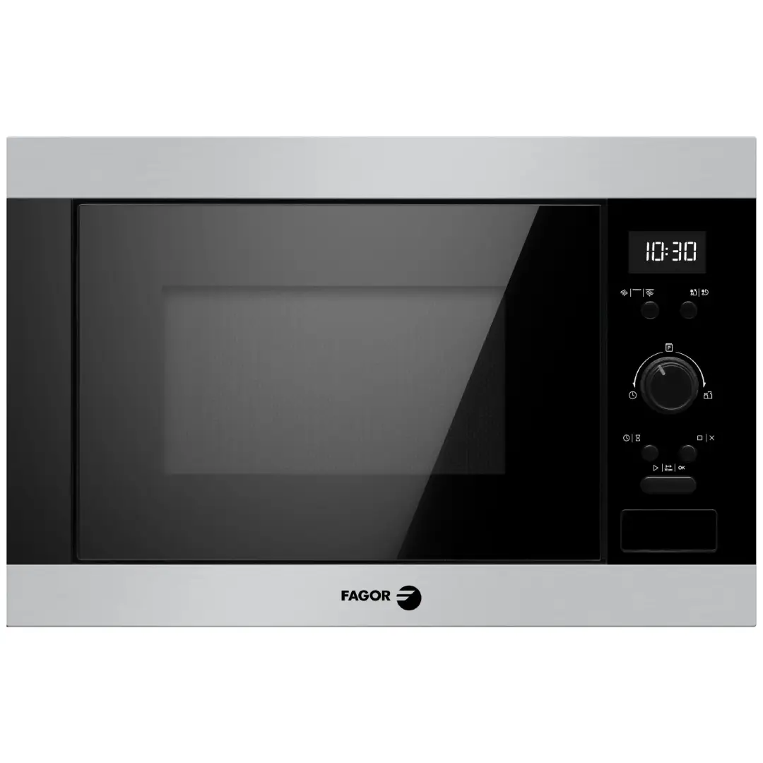 Microondas integrable Fagor 4MWB-25BEGX en acero inoxidable 25 litros vista frontal empotrable cocina