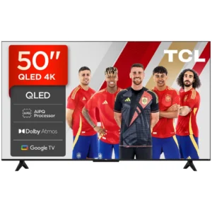 Televisor TCL 50T69C de 50 pulgadas QLED 4K con Google TV y HDR10+, vista frontal principal.