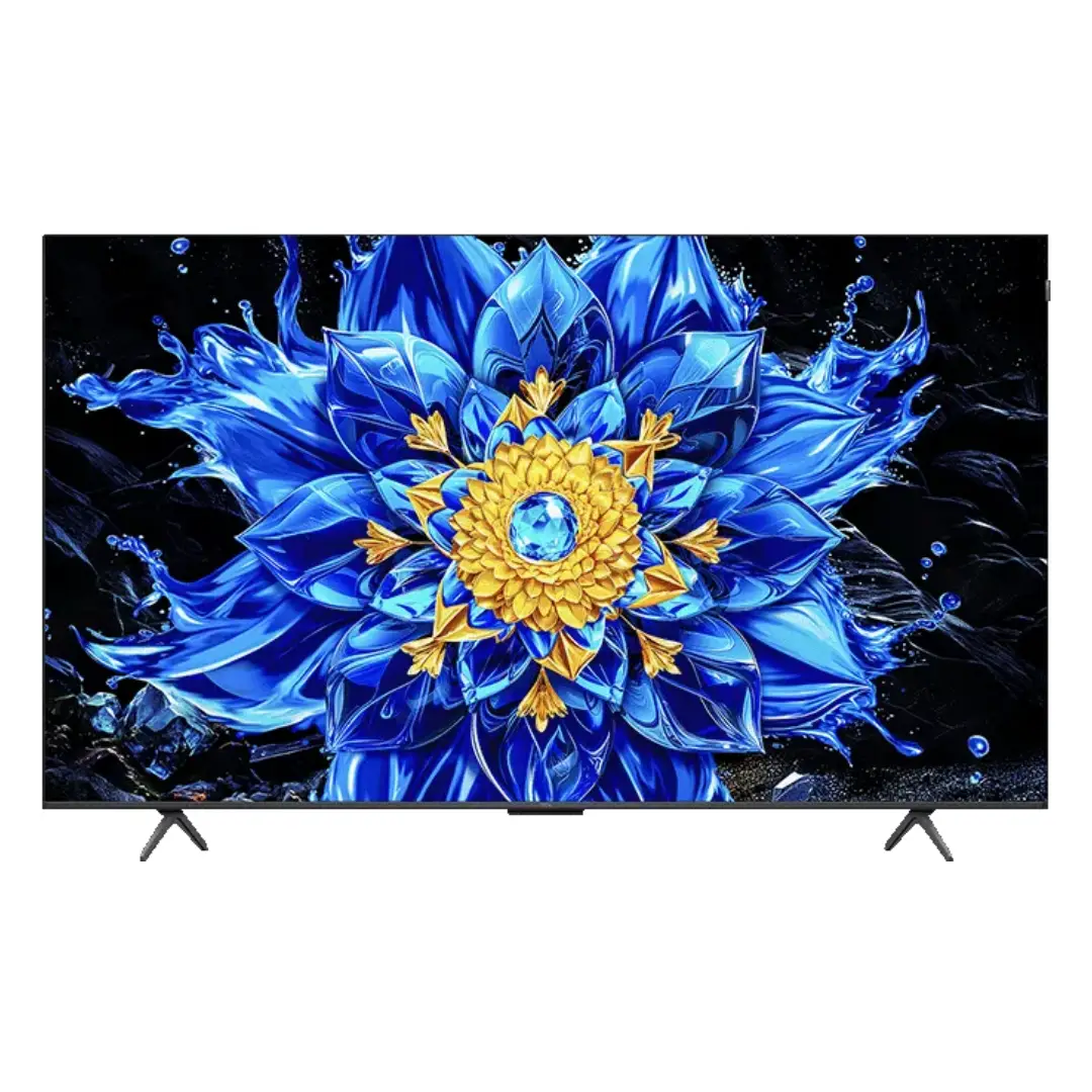 Televisor TCL 65P8L de 65 pulgadas QD-MiniLED 4K HDR 144Hz con Google TV y audio Onkyo, vista frontal principal.