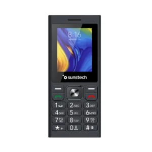 Teléfono móvil senior Sunstech CEL-5BK con pantalla de 2.4 pulgadas conectividad 4G y botón SOS vista frontal compacto para uso fácil