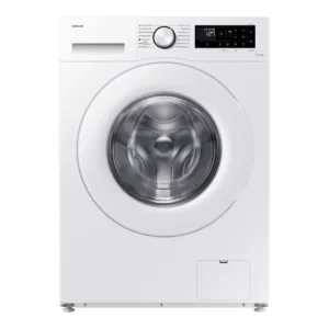 Lavadora Samsung WW-11DG5B25TEEC blanca de 11 kg, 1400 RPM, Clase A con inteligencia artificial AI EcoBubble y Vapor, vista frontal principal.