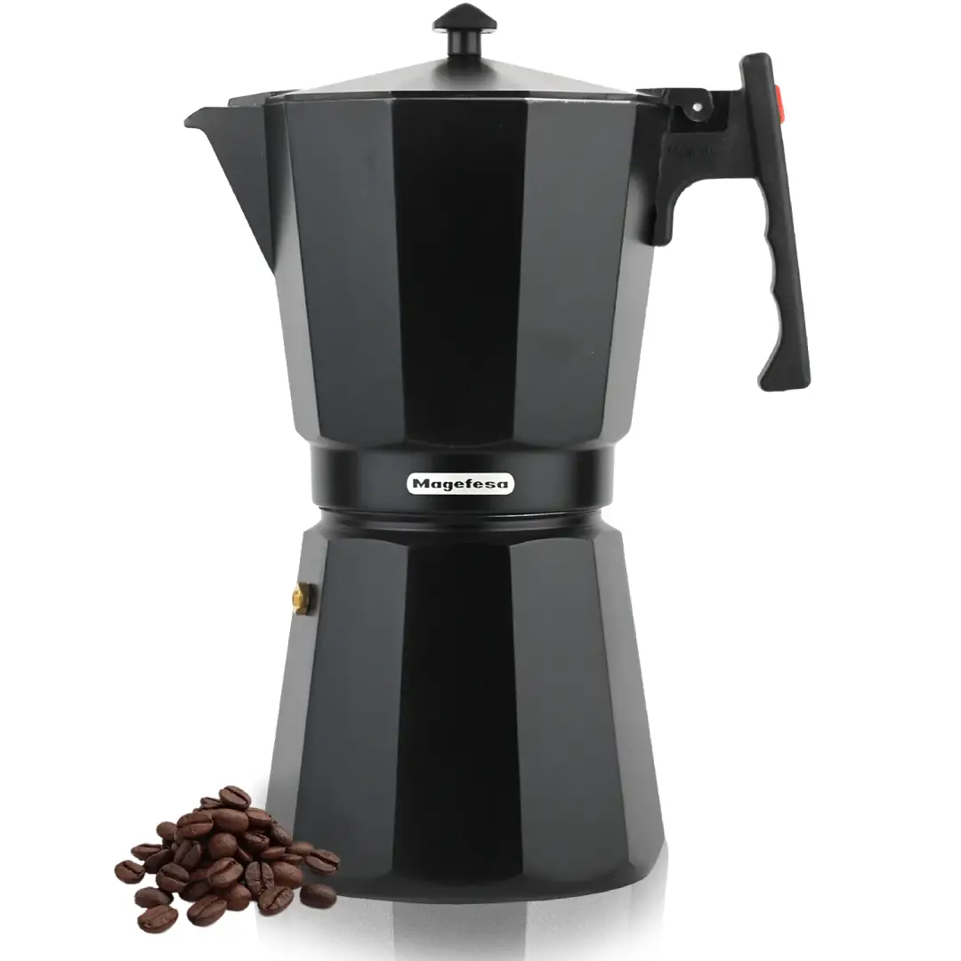 Cafetera italiana Magefesa Jamaica 9T Black para 9 tazas en aluminio apta para inducción vista frontal