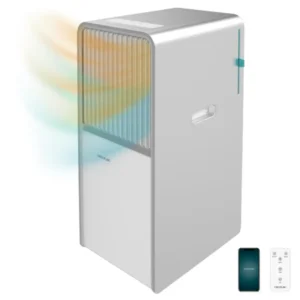 Aire acondicionado portátil Cecotec Style 12850 de 3000 frigorías con función frío y calor (A/A), conectividad WiFi y diseño compacto, vista frontal principal.