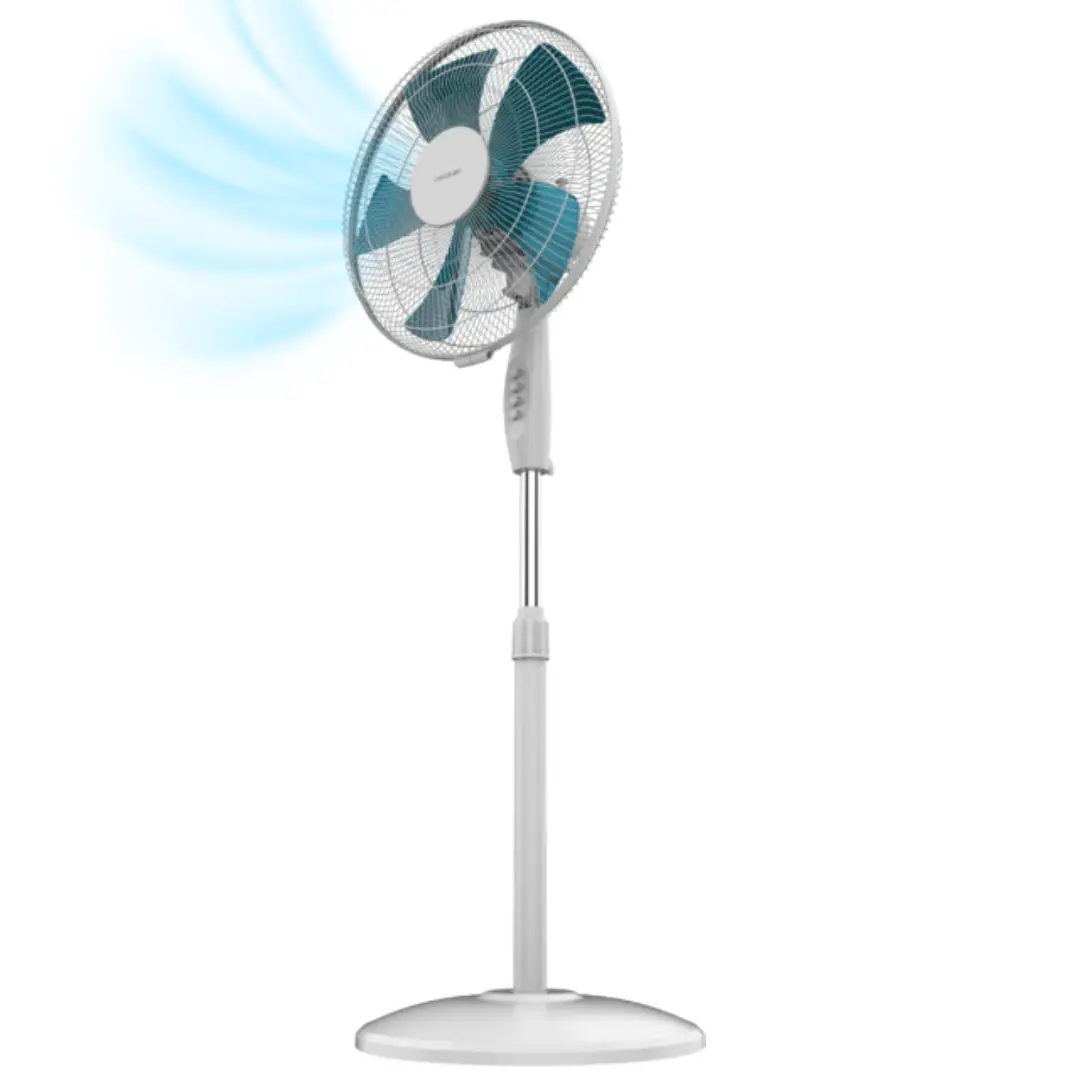 Ventilador de pie Cecotec A01_EU01_123500 de 40 cm con 5 aspas, 56W de potencia y diseño eficiente, vista frontal principal.
