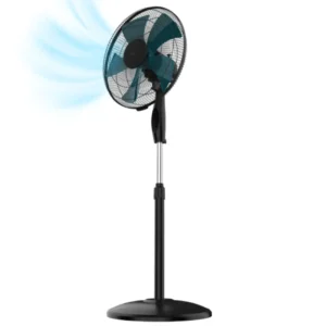 Ventilador de pie Cecotec A90 negro de 40 cm con 5 aspas, 56W de potencia y diseño moderno, vista frontal principal.