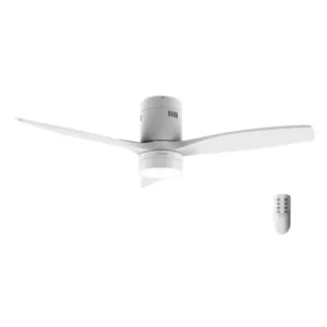 Ventilador de techo Cecotec EnergySilence Aero 5600 en color blanco de 132 cm con motor DC de bajo consumo, luz LED integrada y diseño moderno, vista frontal principal.