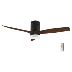 Ventilador de techo Cecotec EnergySilence Aero 5600 en color negro de 132 cm con motor DC de bajo consumo, luz LED y diseño aerodinámico, vista frontal principal.