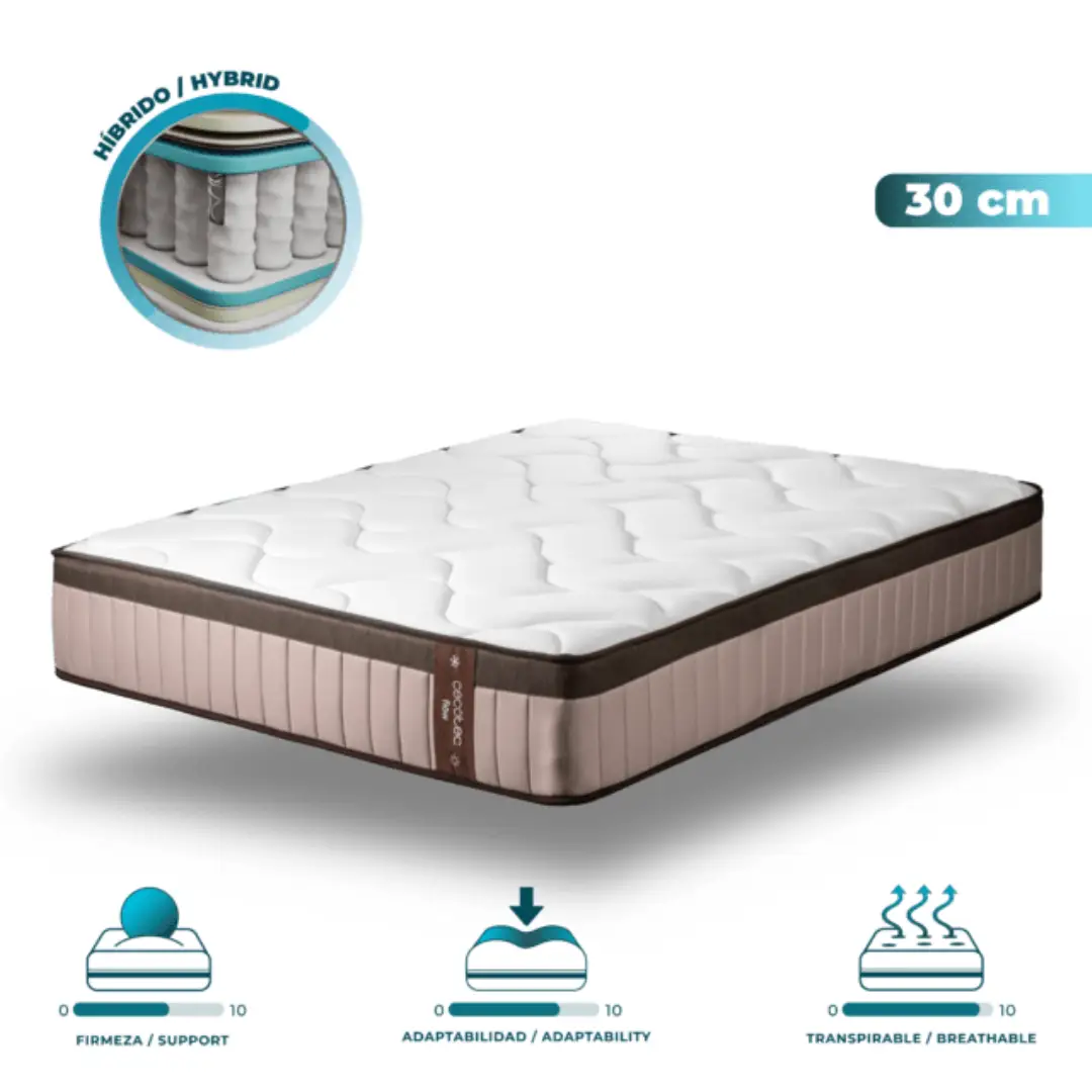 Colchón Cecotec Hybrid 7990 150x190 cm Muelles Visco 30cm - Electrocash